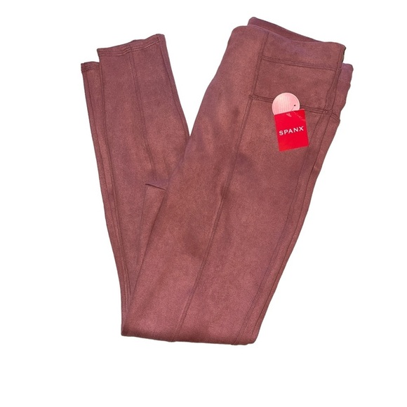 SPANX Faux Suede Leggings Rich Rose | Size Medium | NWT - Picture 5 of 7